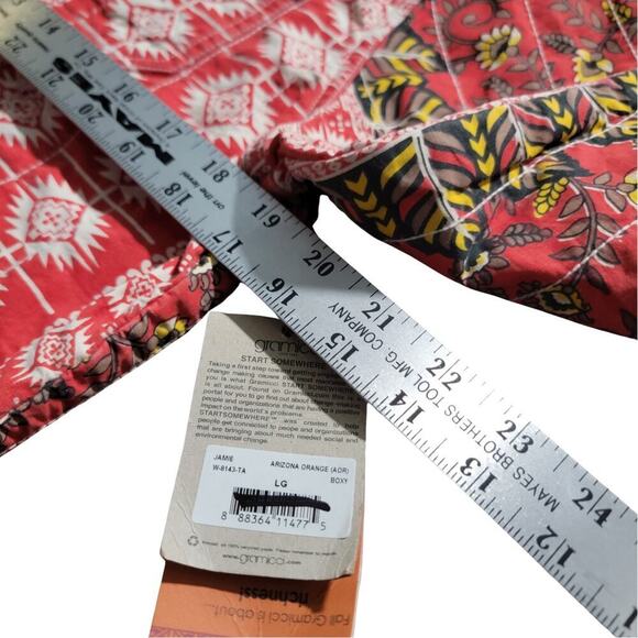 GRAMICCI Jaime Arizona Orange Aztec Printed Cropped Button Up Jacket Womens L - Picture 12 of 16